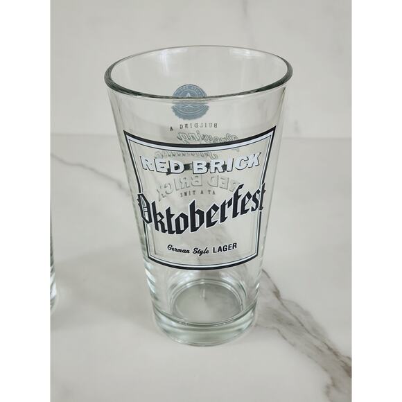 Red Brick Oktoberfest German Styler Lager Pint Beer Glass 16oz Drinkware x2 - Picture 3 of 13